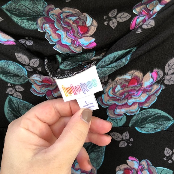LuLaRoe Black Maxi Dress with flowers L - Picture 2 of 2